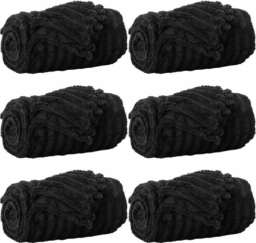 vidaXL Coperte Pile Nero Set 6 pz 240x220 - Plaid per Arredo e Hotel