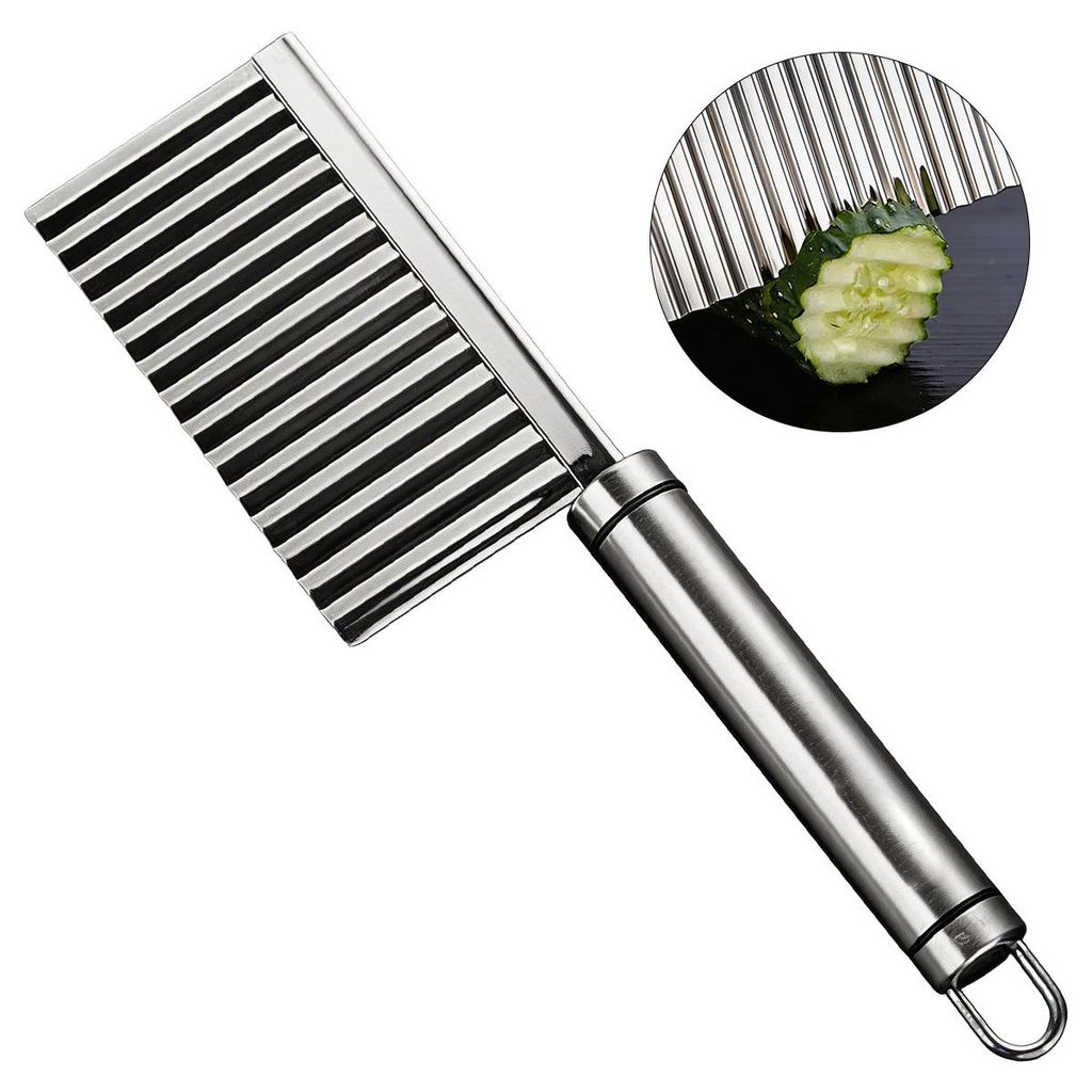 Wellenschneider Set aus Edelstahl, Wellenmesser für Pommes, multifunktionales Küchenmesser mit Wellenschnitt für Gemüse, Kartoffeln und Obst