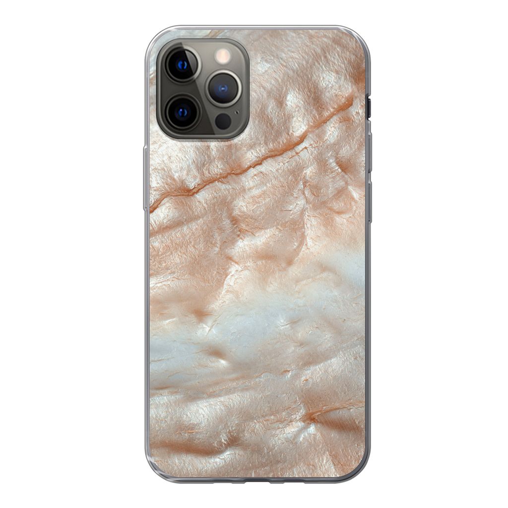 MuchoWow Handyhülle Schutzhülle Hülle für iPhone 12 Pro Mineralien - Naturstein - Perlmutt Silikon Softcase Handy Hülle - Abdeckung
