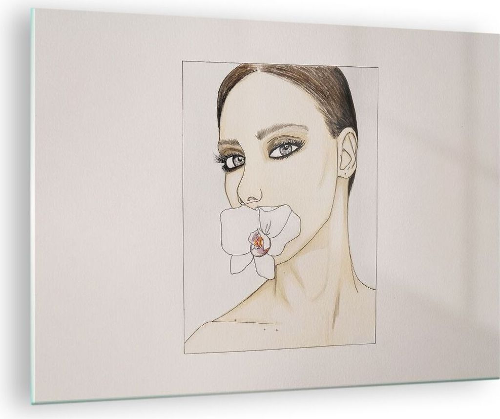 Bilder auf glas - Einteilig - Frau Stille Blume - 70x50cm - Glasbilder - Wandbilder - Bilder - zum Aufhängen bereit - Wanddekoration aus Glas - Gl...