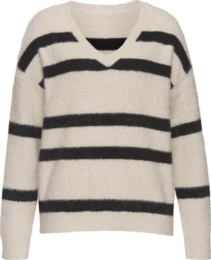 LASCANA Streifenpullover sand-schwarz Größe 40/42