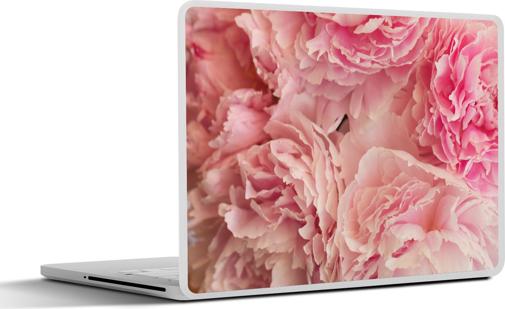 MuchoWow Laptop Aufkleber Sticker Cover Draufsicht auf einen Strauß rosa Pfingstrosen 32.5x23.5 cm - Sticker für Laptop - Selbstklebend