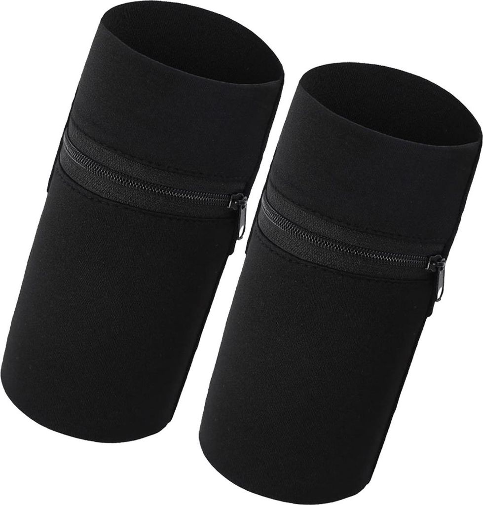 2-teiliges Armband-Geldbörsen-Set, Armband mit Reißverschlusstasche, Armband-Geldbörsen mit Reißverschluss, Sportarmband (Schwarz)