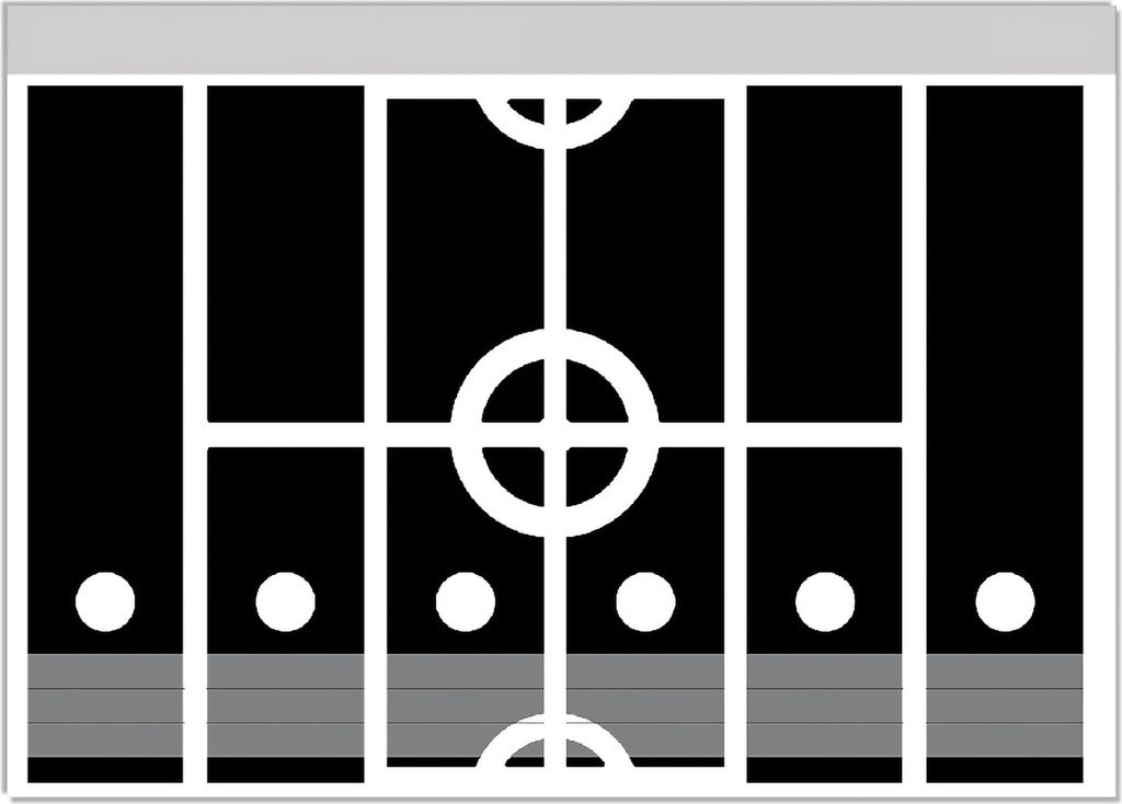 Wallario Ordnerrücken Sticker, selbstklebend für breite Ordner, 6 Stück, Motiv Fußball - Fußballfeld in Schwarz-Weiß