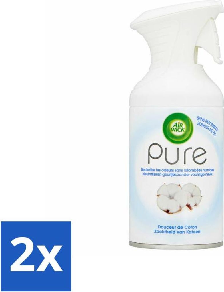 Air Wick - Spray - Weichheit der Baumwolle - Lufterfrischer - 250 ml - Vorteilspack - 2 Stücke