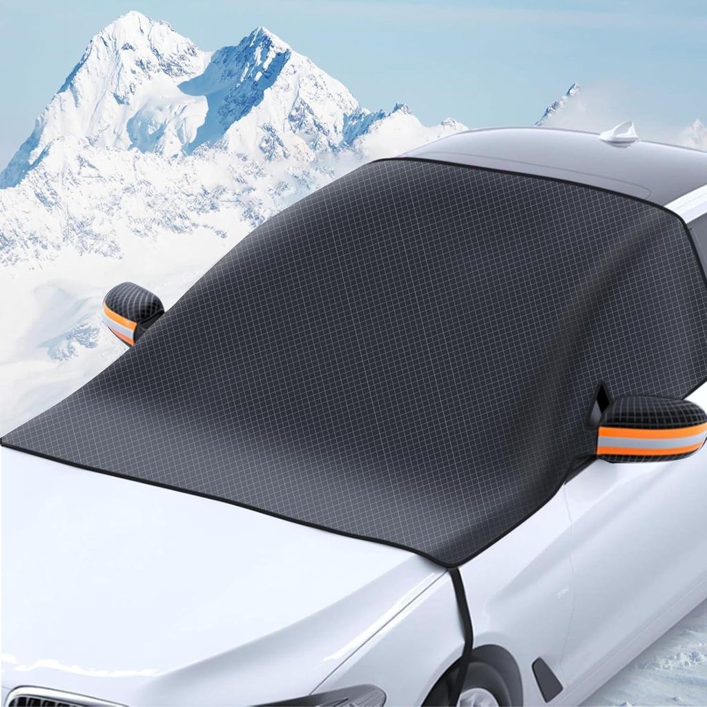 Auto Winter Windschutzscheibenabdeckung Faltbare Windschutzscheibenabdeckung mit 6 Kleinen Magneten und Spanngurten Windschutzscheibenschutz 240*110cm