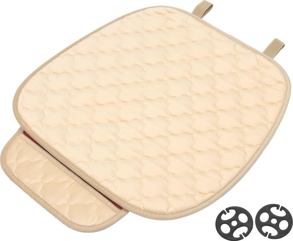 1 Stk. 50,5x58cm Universales Autositzkissen - für Autofahrten Sitzschutz Pad Abdeckung Anti-Rutsch - Polyester Beige
