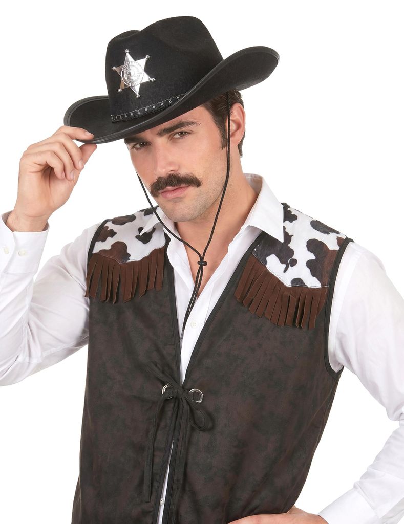 Cowboyhut Sheriff-Hut schwarz-silber - Einheitsgröße Produktbild 