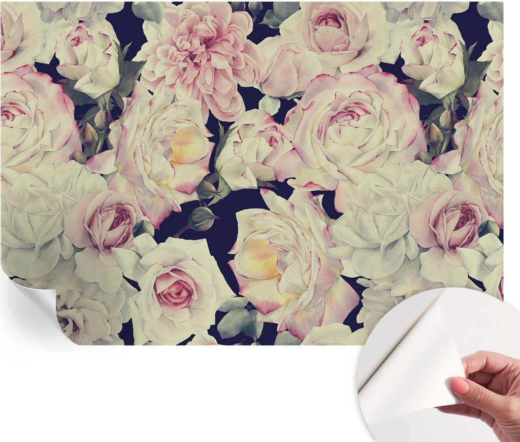 Selbstklebende Wandtapete - Dekorative Tapete für Wohnzimmer - Klebefolie für Wandbilder - Tapetenfolie für Wanddekoration - 152x104 cm - Blumen...