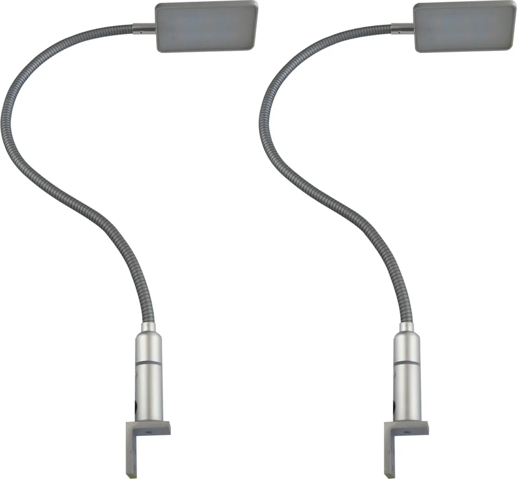 Liseuse de chevet LED flexible argentée lot de 2 lampes de lit murales 4W