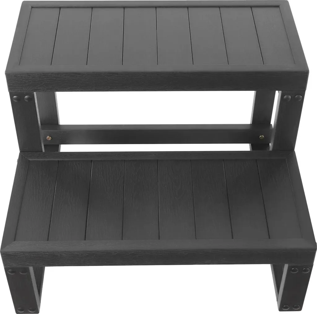 Escalier de spa double marche noir avec revêtement de sécurité 70cm