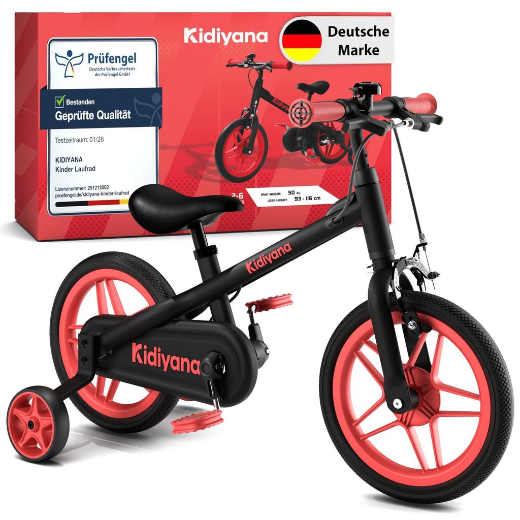 Vélo pour enfants Kidiyana 3 en 1, 12 pouces, avec pédales Image du produit 