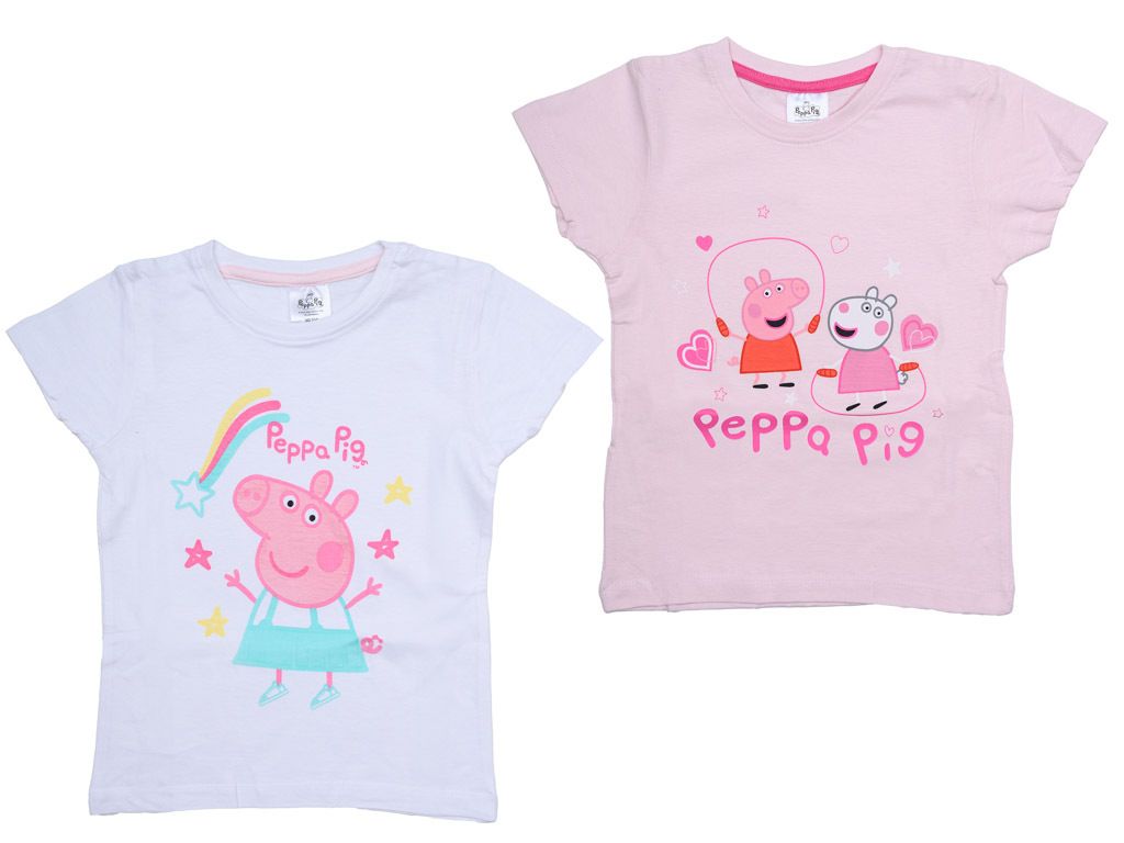 Detské tričko 2 ks PRASIATKO PEPPA svetloružové/biele - Obrázok produktu 