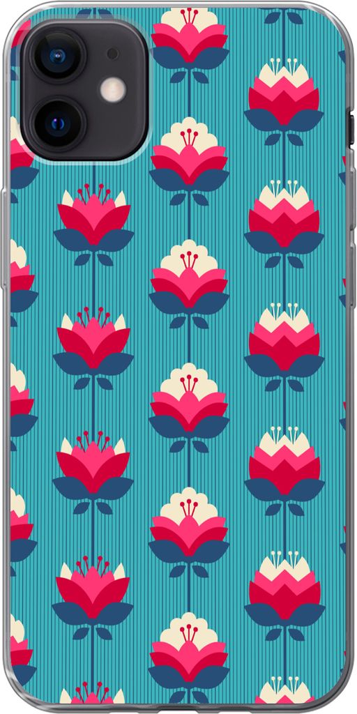 MuchoWow Handyhülle Schutzhülle Hülle für Telefoonhoesje iPhone 12 mini Muster - Retro - Lilie Silikon Softcase Handy Hülle - Bild