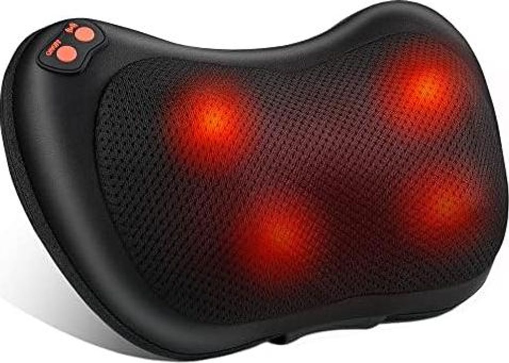 Shiatsu Massagegerät, Massagekissen für Nacken Schulter Rücken, Rückenmassagegerät mit rotierenden Massageköpfen mit Wärmefunktion für Bür...
