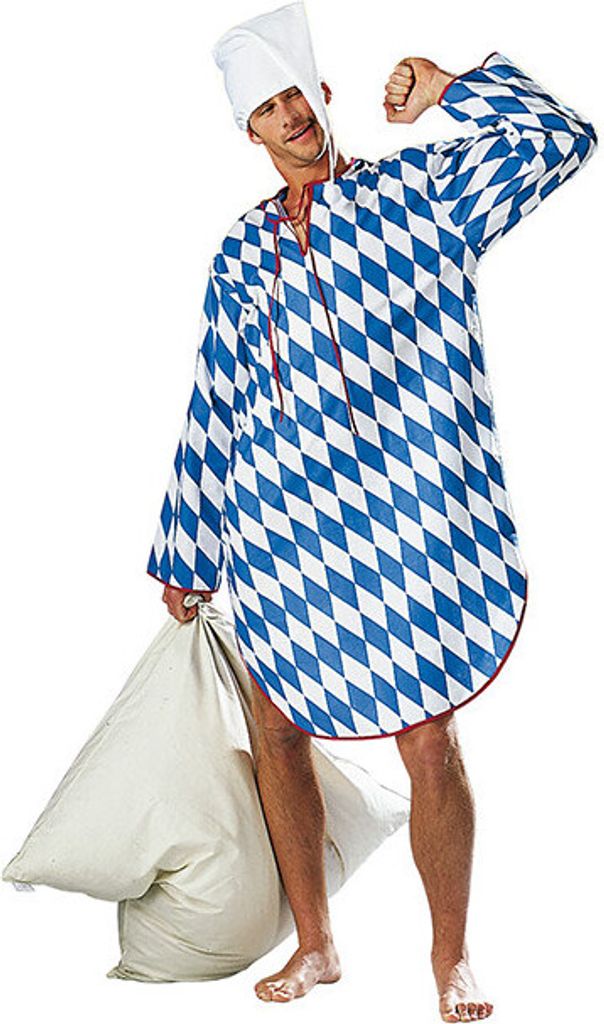 Bayerisches Nachthemd Kostüm weiß-blau