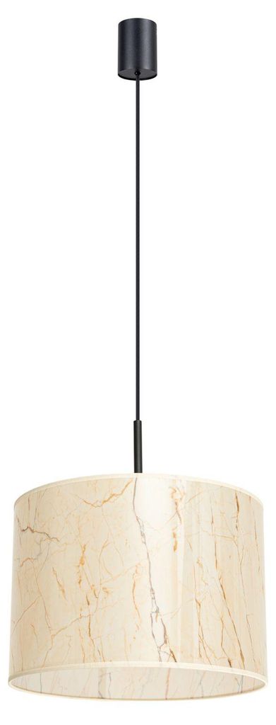 Pendellampe Stoff Marmor Optik E27 Modern edel stilvoll gemütlich Küche Wohnzimmer L:40 cm Hängeleuchte Design