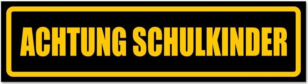 Kiwistar - Autoaufkleber - Gelb - Schwarz - 30 x 8 cm - Achtung Schulkinder - Hinweis Aufkleber Sticker für Auto, Kfz, Fahrrad, PKW, LKW