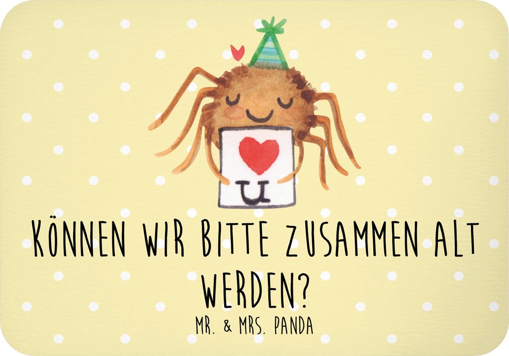 Mr. & Mrs. Panda magnet Spinne Agathe Brief - Gelb Pastell - Geschenk, Kühlschrankmagnet, Heiratsantrag, Liebesbeweis, Liebespaar, Treuetest, Verl...