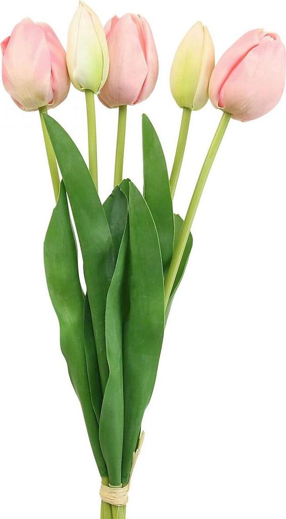 Kunstblumen Tulpen Rosa 48cm 5er-Bund Seidenblumen Deko, PK5 Stück