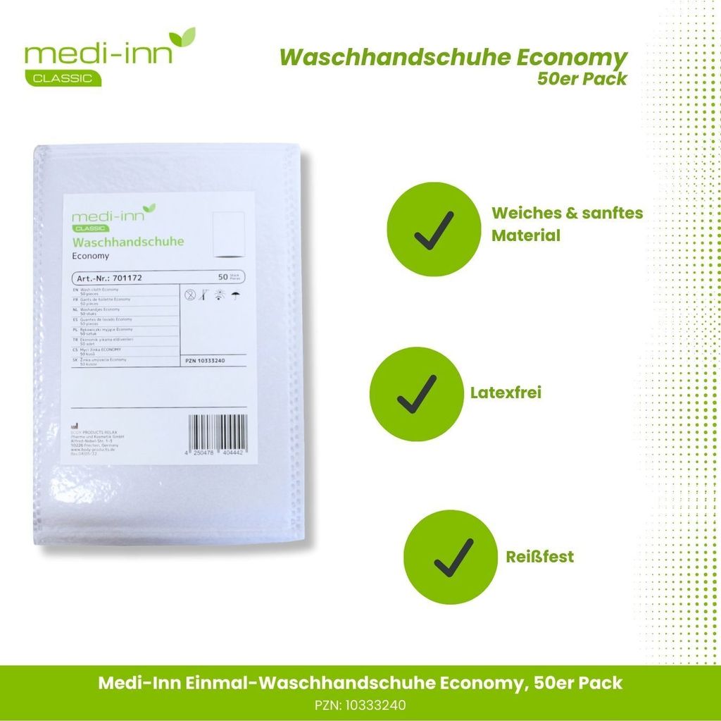 Medi-inn Classic Waschhandschuhe Economy 15x22 cm 50 Stück Produktbild 2