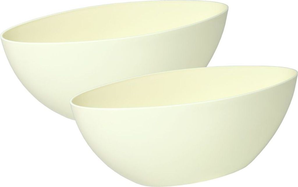 MePla - 2 Stück - Kunststoff-Schale OVAL L30 creme