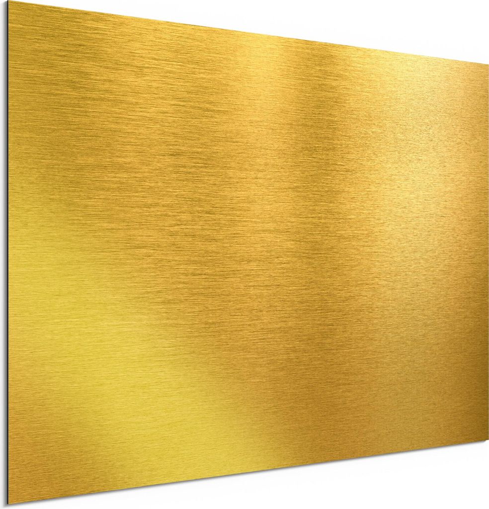 DEQORI Alu-Dibond Bild Gold 60x40 cm 'Gebürstete Goldoberfläche' Wandbild Metall dünn