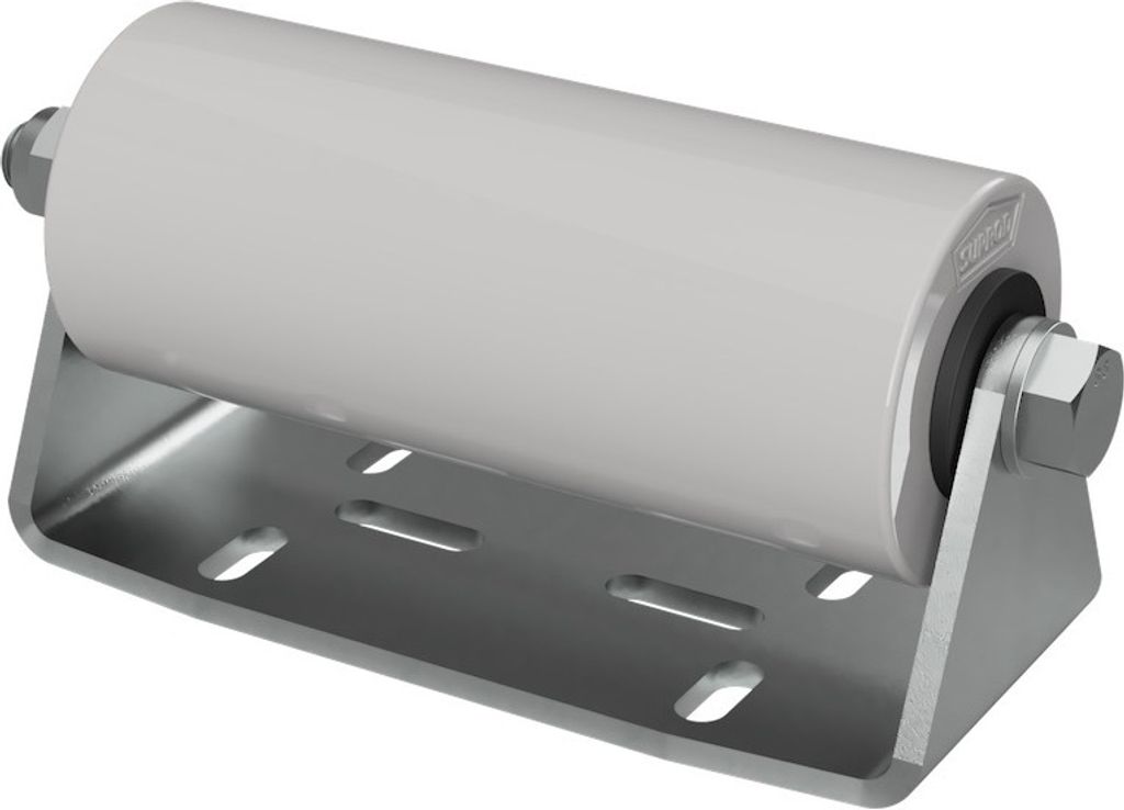 Polyurethan Seitenrolle mit Halter B Sliprolle Bootstrailer Sliphilfe verzinkt SUPROD, 200 mm, grau