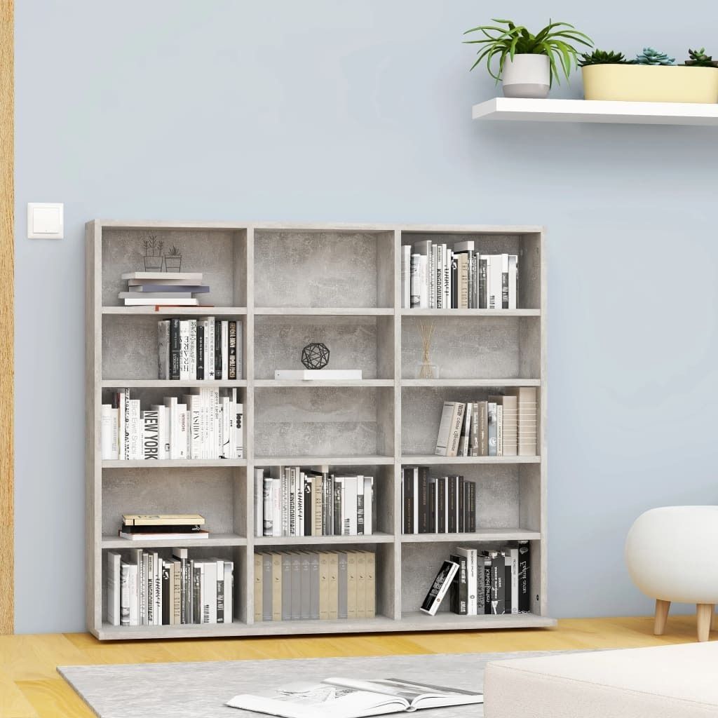 "2026 Moderne"CD-Regal( 1PC) praktischen - Bücherregal/Medienregal - Betongrau 100x23x89,5cm Holzwerkstoff - CD- & DVD-Regale DEMöbel813979