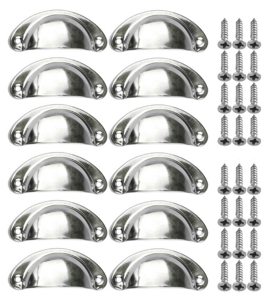 12 Schalengriffe inkl. Schrauben 82x35mm silber