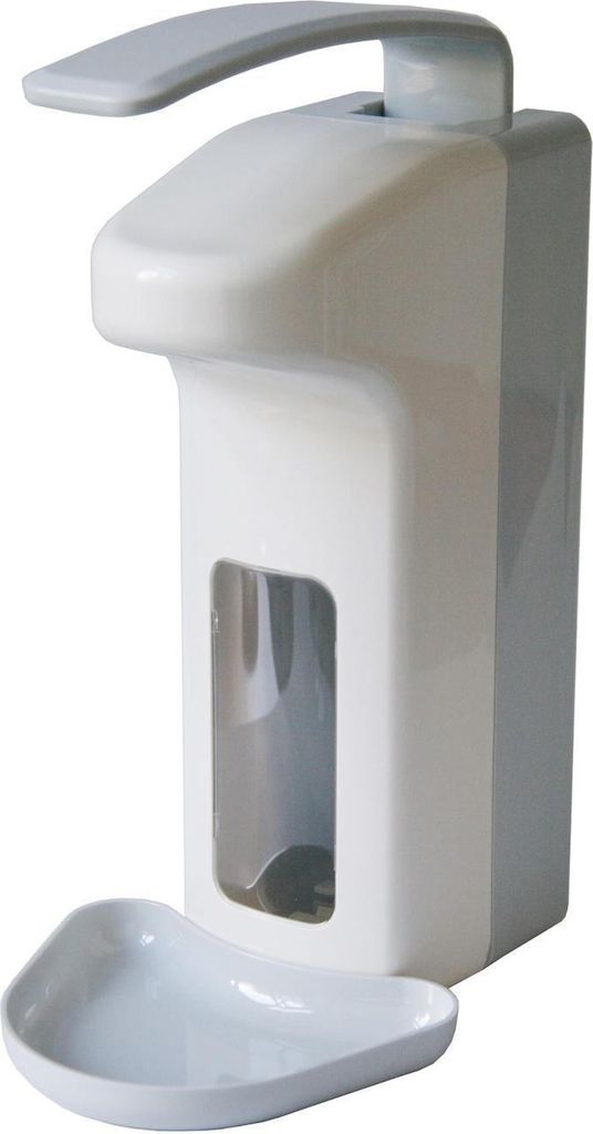 CleanSV Desinfektionmittelspender Seifenspender LH 1000ml Kunststoff mit Leerflasche und Abtropfschale
