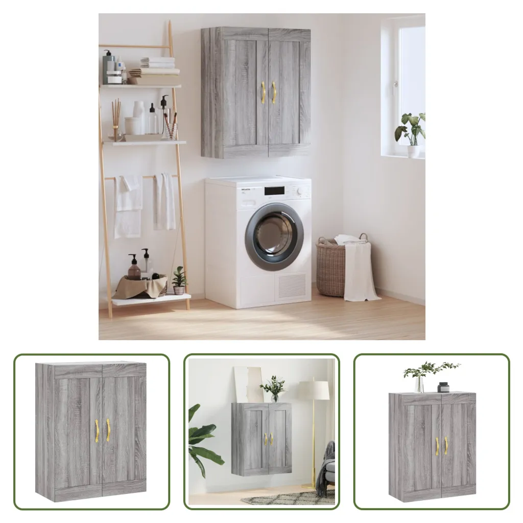 The Living Store Armadio a Muro 69,5x34x90 cm Grigio Sonoma Legno
