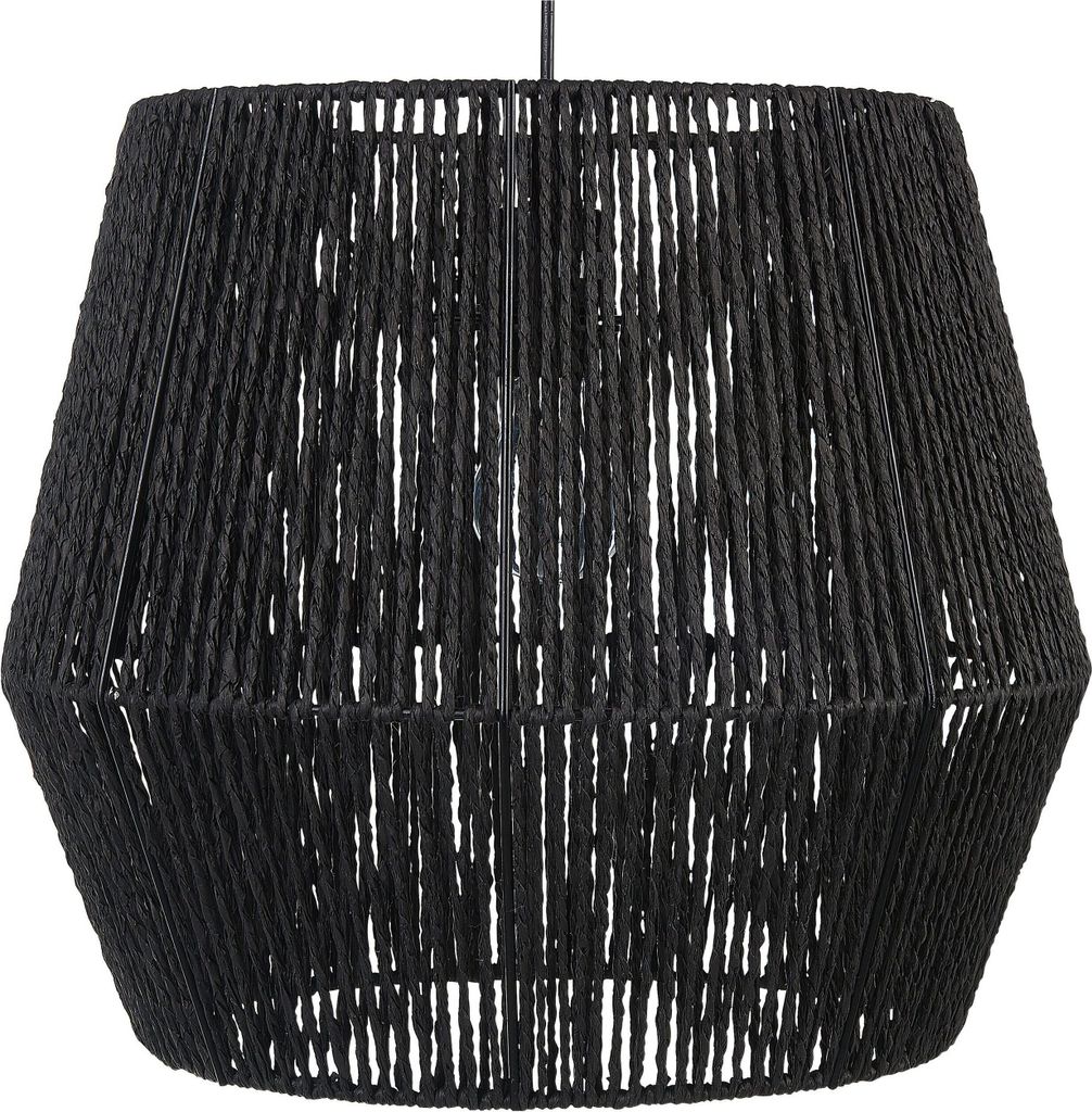 BELIANI Hängeleuchte Schwarz Papiergeflecht Schirm Trommelform mit Langem Kabel Boho Stil Skandi Rustikal für Esstisch Wohnzimmer Flur Wohnküche