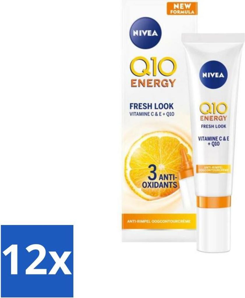 Nivea Q10 Energy Anti-Falten Augenkonturcreme - Vitamin C & E - 15 ml - Vorteilspack - 12 Stücke