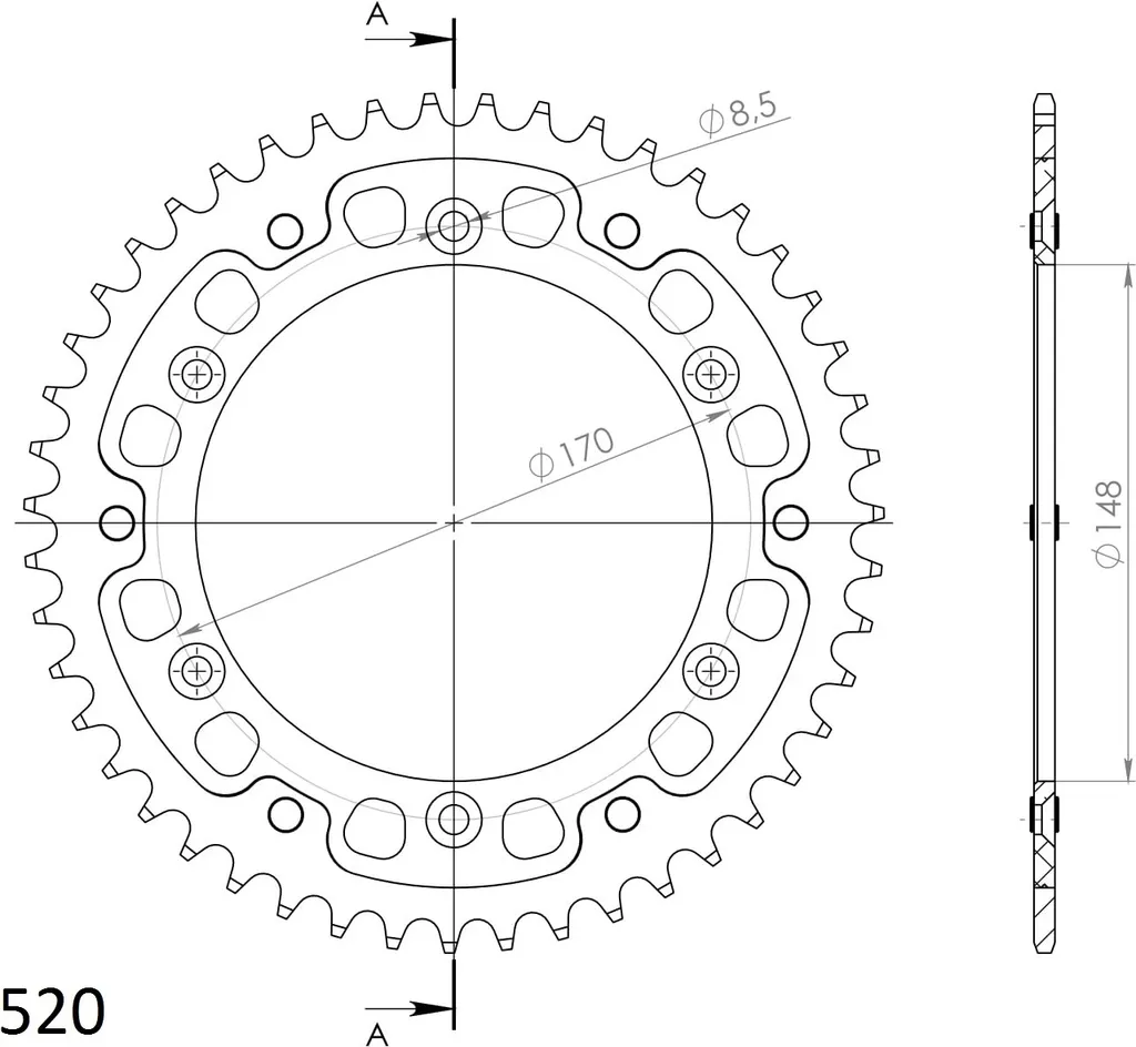 Couronne Supersprox Stealth 520 47 dents Or RST-828:47-GLD pour Moto
