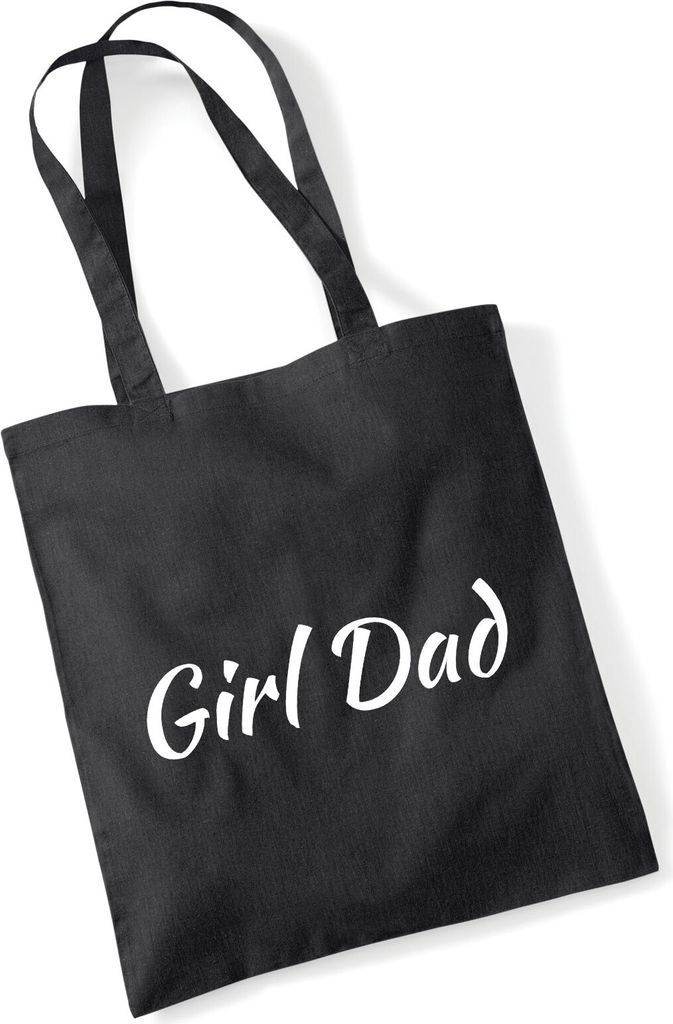Huuraa Jutebeutel Girl Dad Schriftzug 10 Liter Black Baumwolle Tasche Geschenkidee