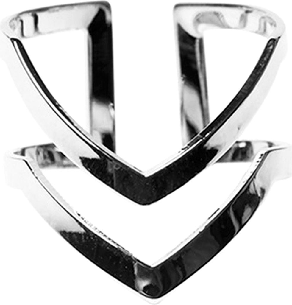 Knuckle Ring halb geöffnet Modeschmuck Doppel V-förmig verstellbar Vintage Damen Glücksringe für Abschlussball-Silber