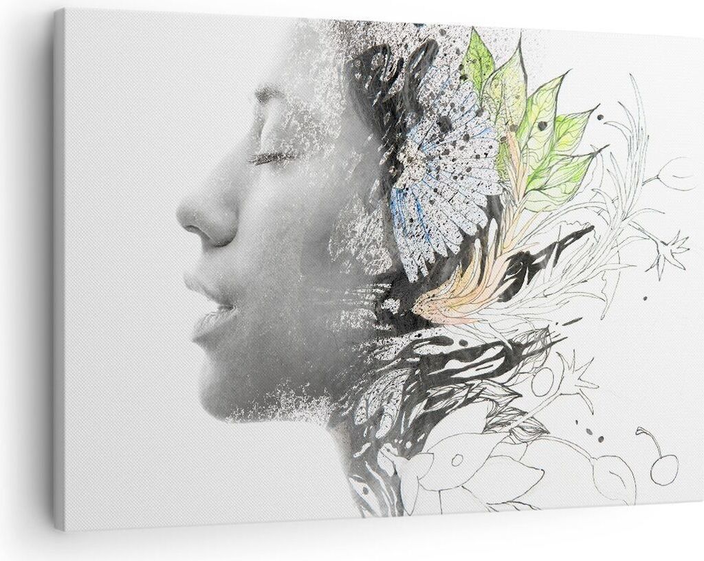 Bild auf Leinwand - Leinwandbild - Frau Abstraktion - 70x50cm - Wand Bild - Wanddeko - Wandbilder - Leinwanddruck - Bilder - Kunstdruck - Wanddekor...