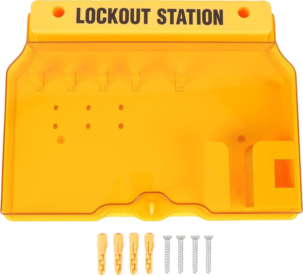 Lockout-Tagout-Station, PC-Wandhalterung, Lock-Out-Tag-Kit-Platine mit Dübeln und Schrauben für die Industrie, Gelb