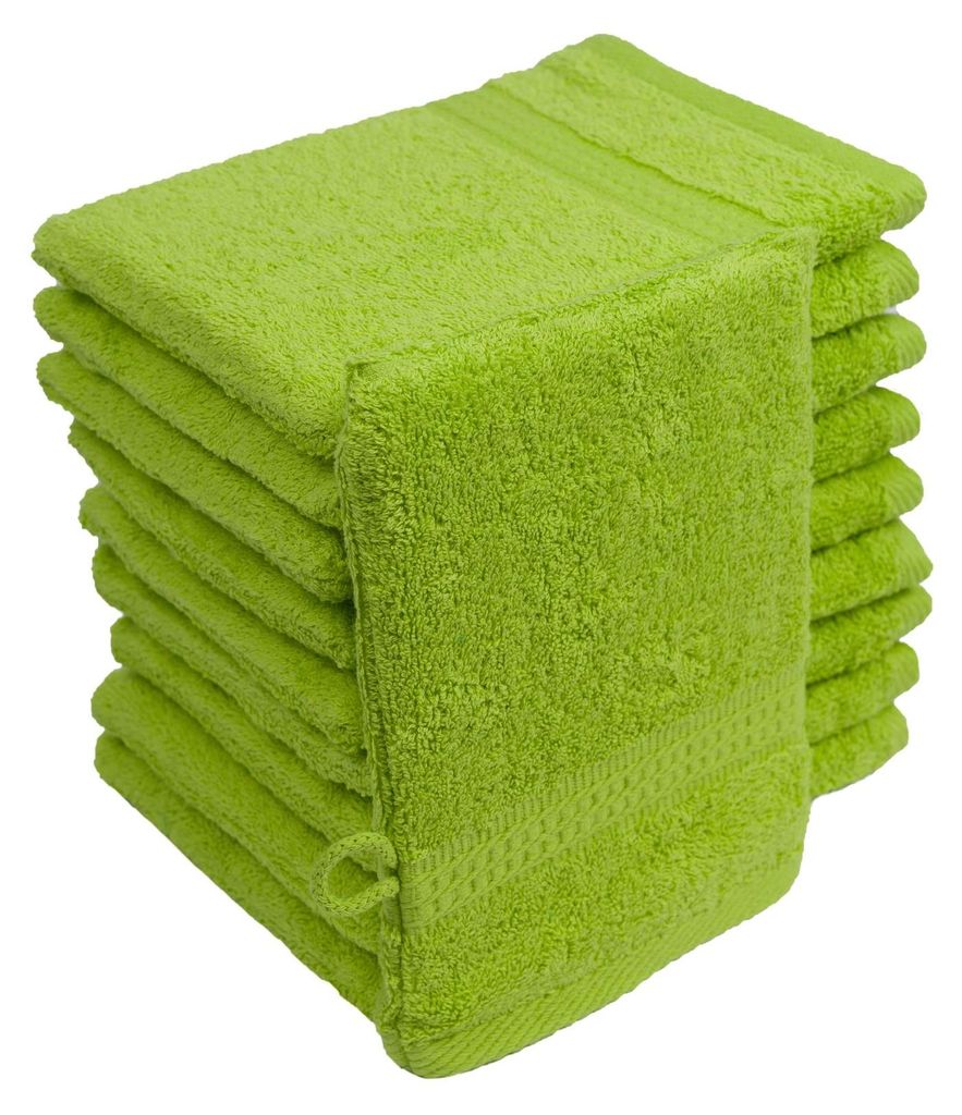 Waschhandschuhe Waschlappen 10er Set Apfel Grün 100 % Produktbild 