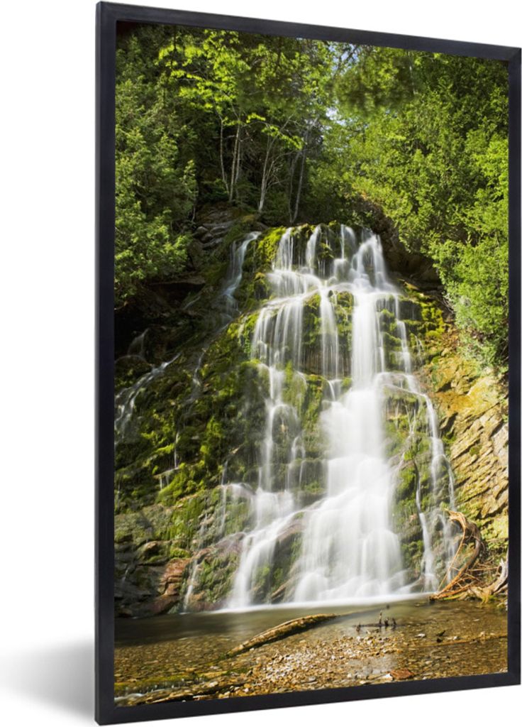 MuchoWow MuchoWow Gerahmtes Poster Wasserfall im Forillon National Park, Nordamerika 40x60 cm - Poster mit zchwarzem Bilderrahmen - Papierdruck...