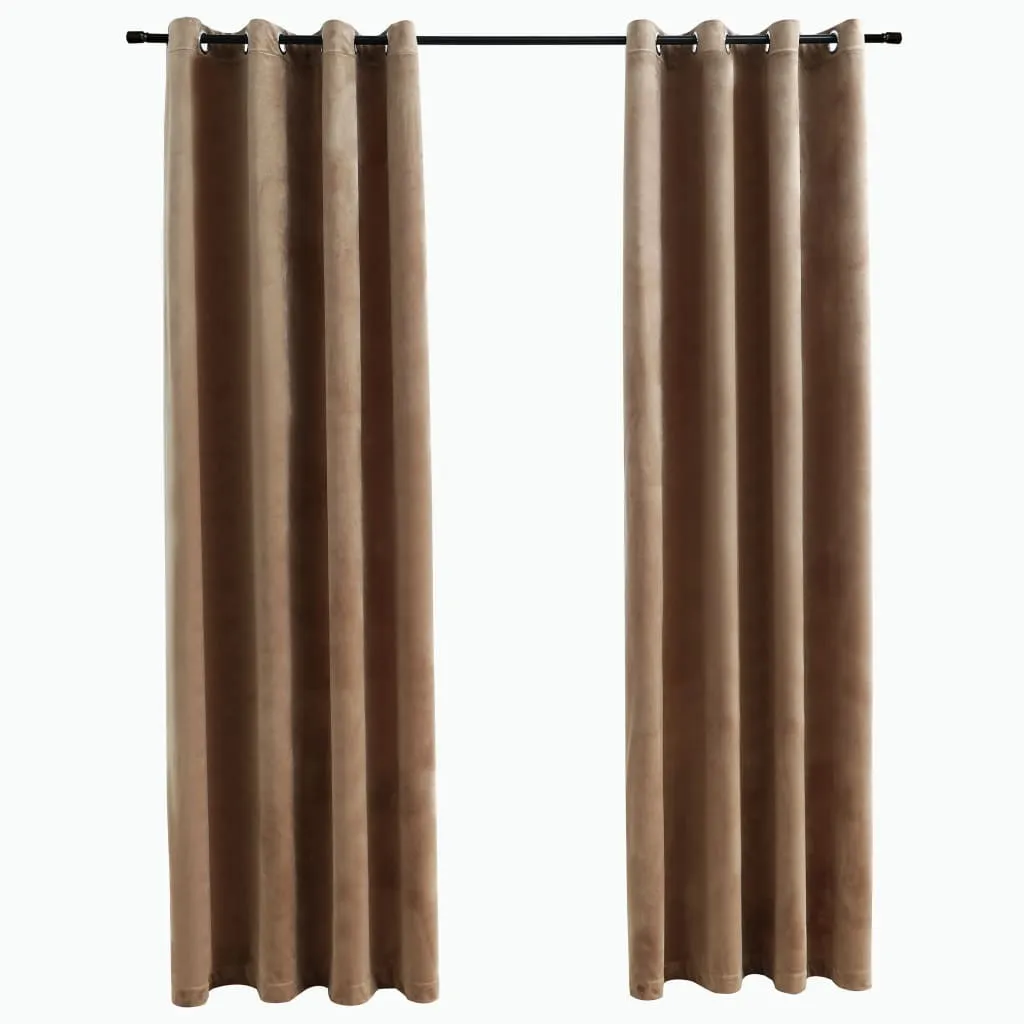 vidaXL Tende oscuranti con occhielli 2 pezzi velluto beige 140x175 cm
