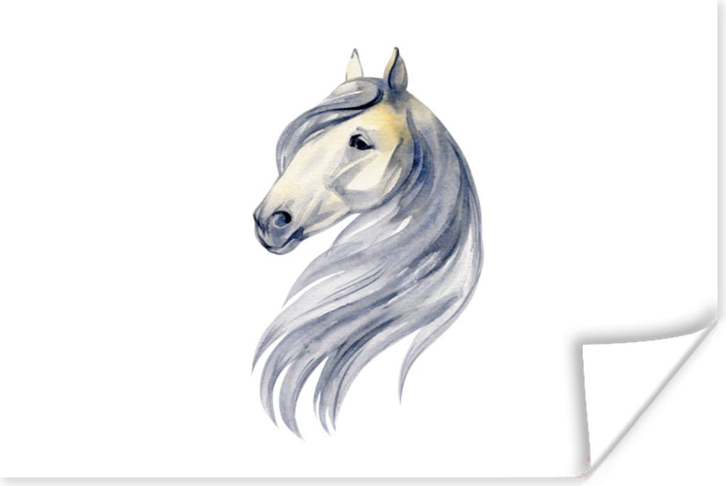 MuchoWow Poster Pferd - Aquarell - Tier - Mädchen - Kinder - Mädchen 30x20 cm - Plakate - Print