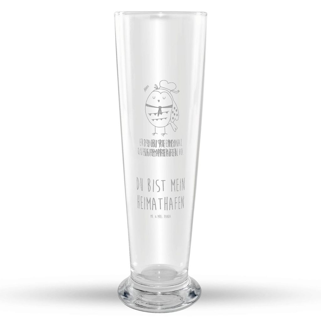 Mr. & Mrs. Panda Bierglas Eule Matrose - Transparent - Geschenk, Bier Glas, Verliebt, Heimathafen, Ehe, Weißbierglas, Mr Mrs Weizenglas, Weizen, W...