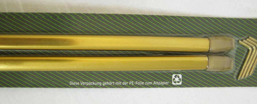 2-er Vitrage Gardinenstange flach oval, Messing ausziehbar 100 - 150 cm