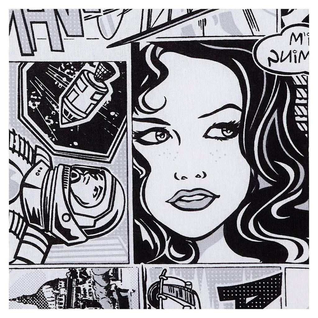 Canvas Dekostoff, Home-Accessoires, Dekorationen, Tischdecken, Vorhänge, Kissen, Taschen, Basteln, 100 cm Länge x 280 cm Breite, Comic, Schwarz, ...