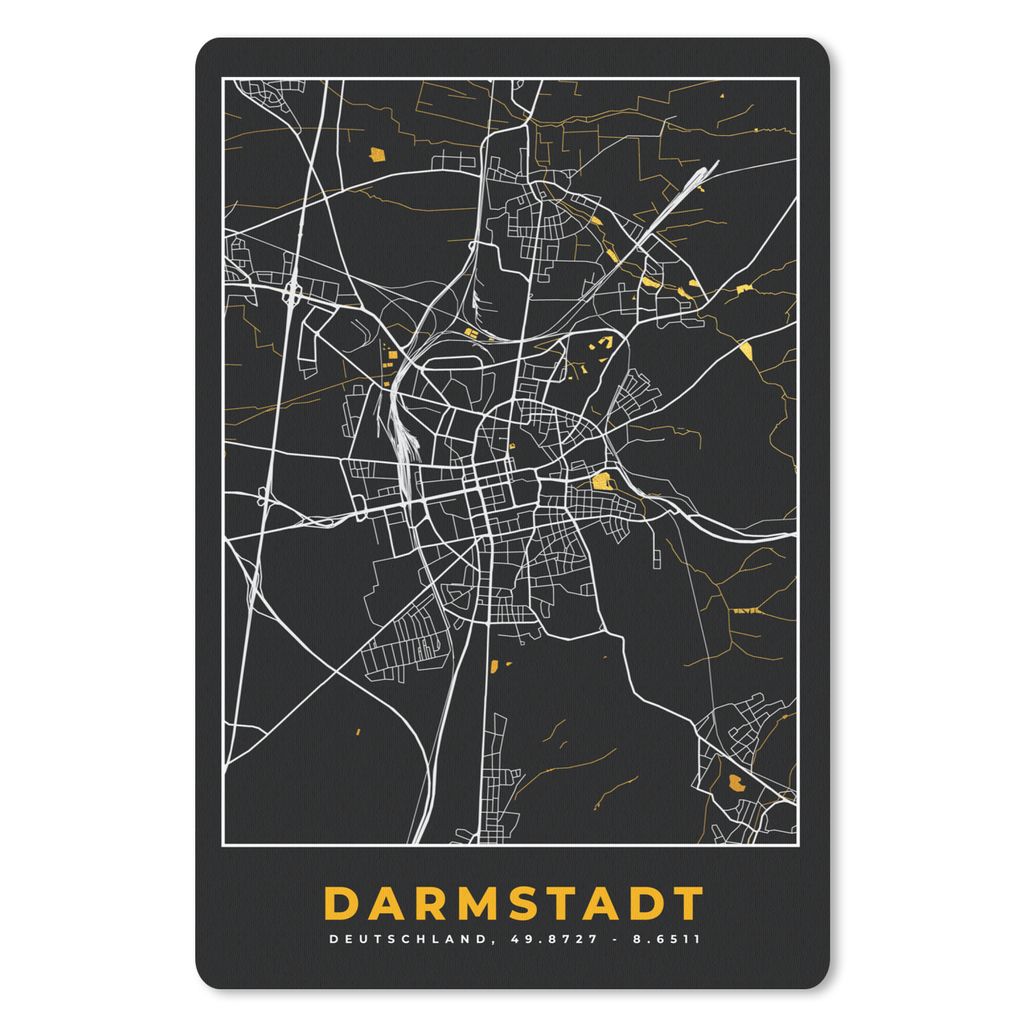 MuchoWow Mauspad Mousepad Darmstadt - Karte - Stadtplan - Gold - Deutschland 40x60 cm - Mousepads - Maus Mat - Pad - Mausunterlage - Schreibtisch...