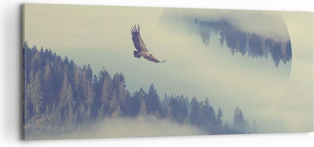Bild auf Leinwand - Leinwandbild - Vogel Natur Wald - 120x50cm - Wand Bild - Wanddeko - Wandbilder - Leinwanddruck - Bilder - Kunstdruck - Wanddeko...