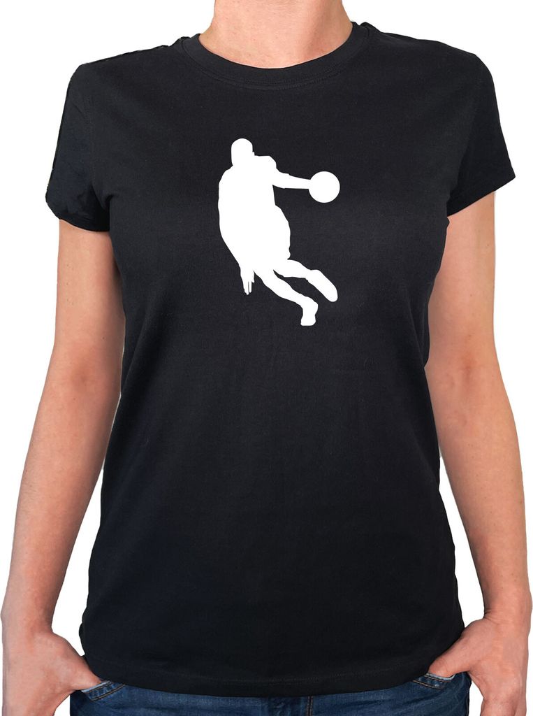 Huuraa Damen T-Shirt Basketball Silhouette XL Black Bio Baumwolle Fairtrade Damenshirt Geschenkidee