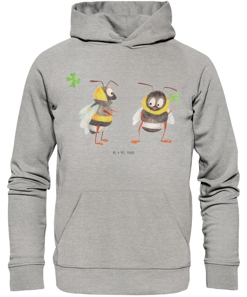 Mr. & Mrs. Panda Sustainable Hoodie Bienen Paar Größe L - Heather Grey - Geschenk, Kapuzenpulli, für Frauen, Sweatshirt, Hochzeitstag, Partner, ...